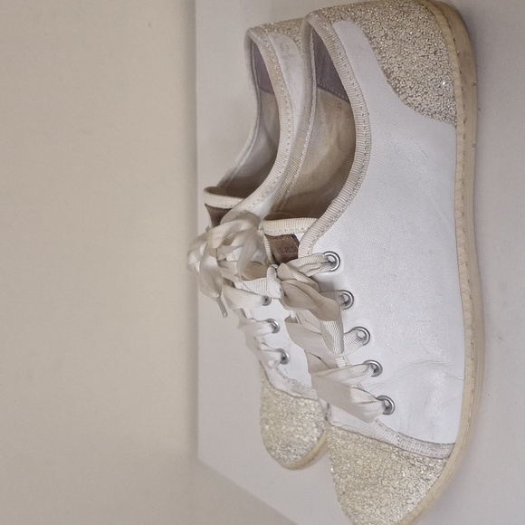 London Sole By Jane Winkwork White Sparkle Toe Ribbon Lace Moochers Size EU 40 - Picture 3 of 7